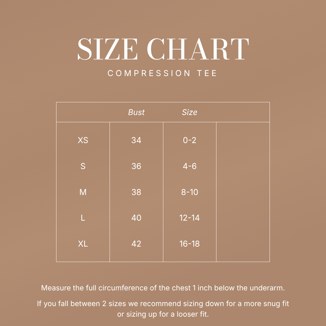 Cobalt Crush Compression Tee size chart