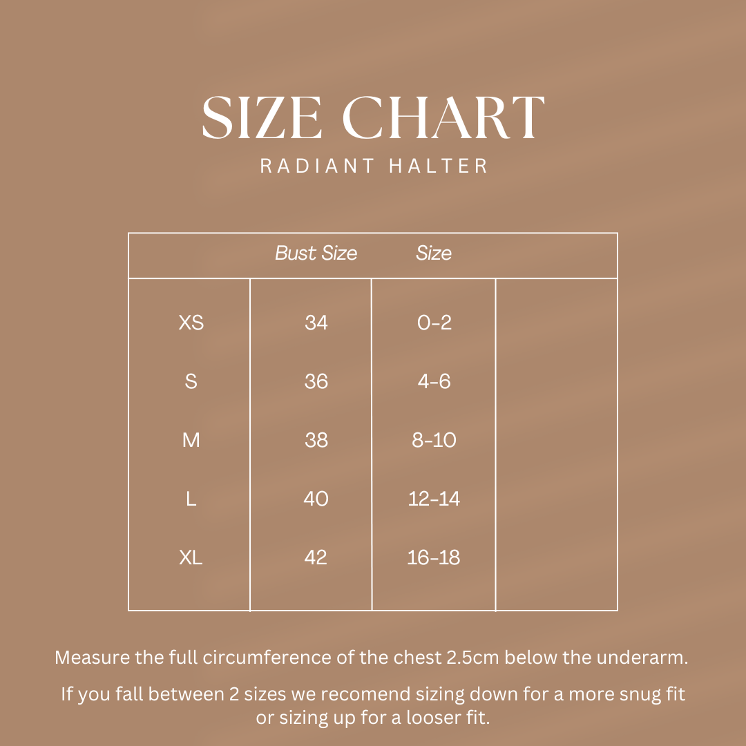 Cobalt Crush Halter Top size chart