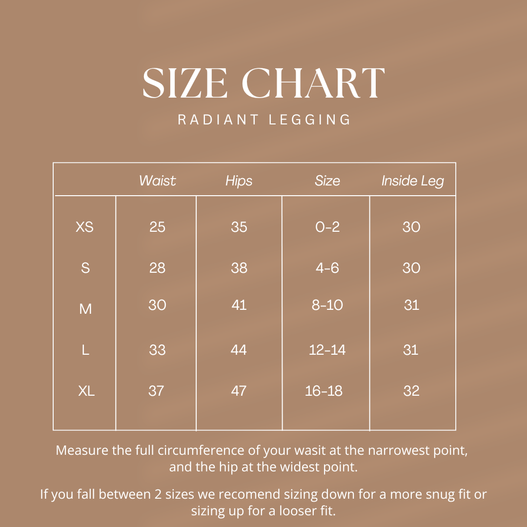 Sweet Scarlet Legging (Pre-Order) size chart