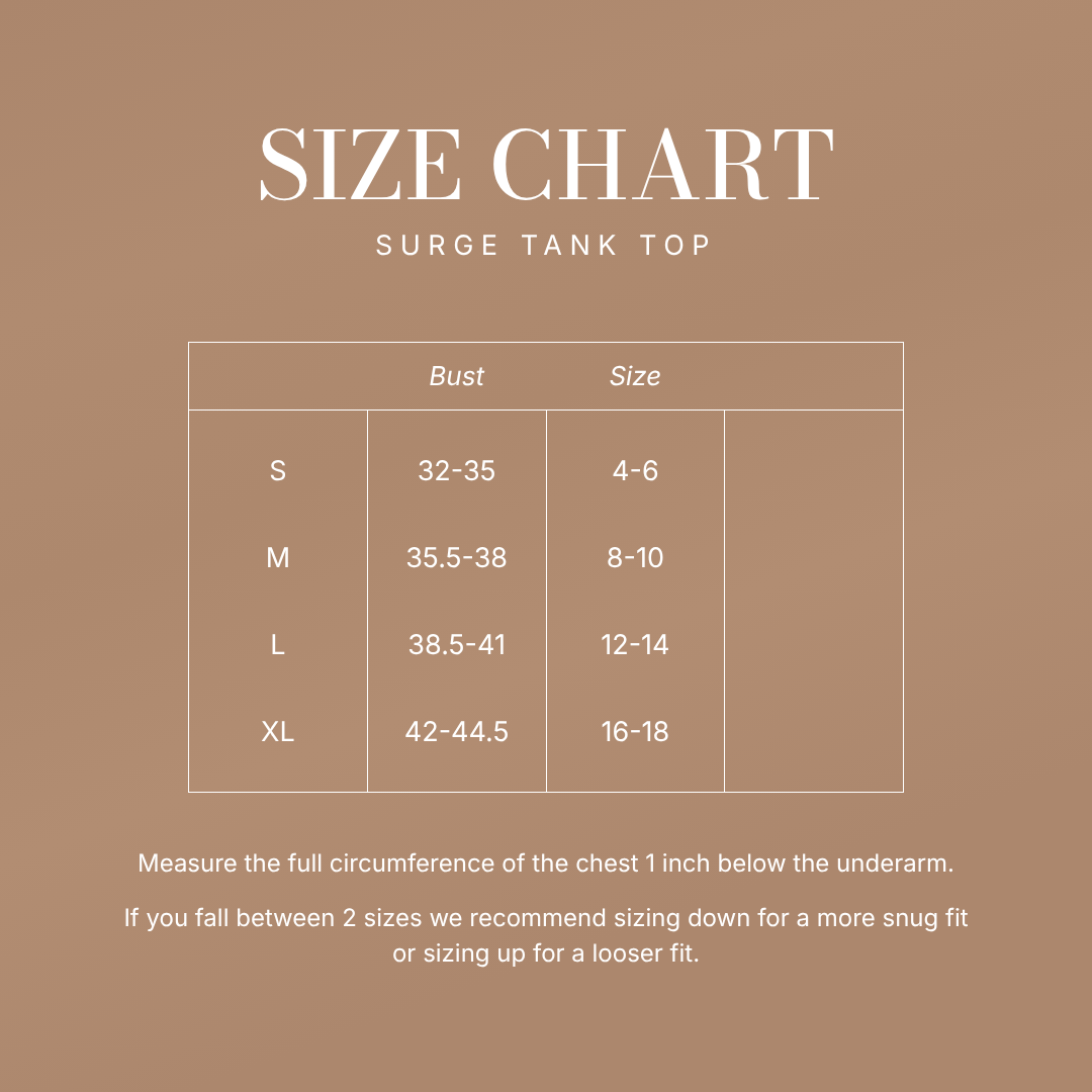 Navy Tank Top size chart